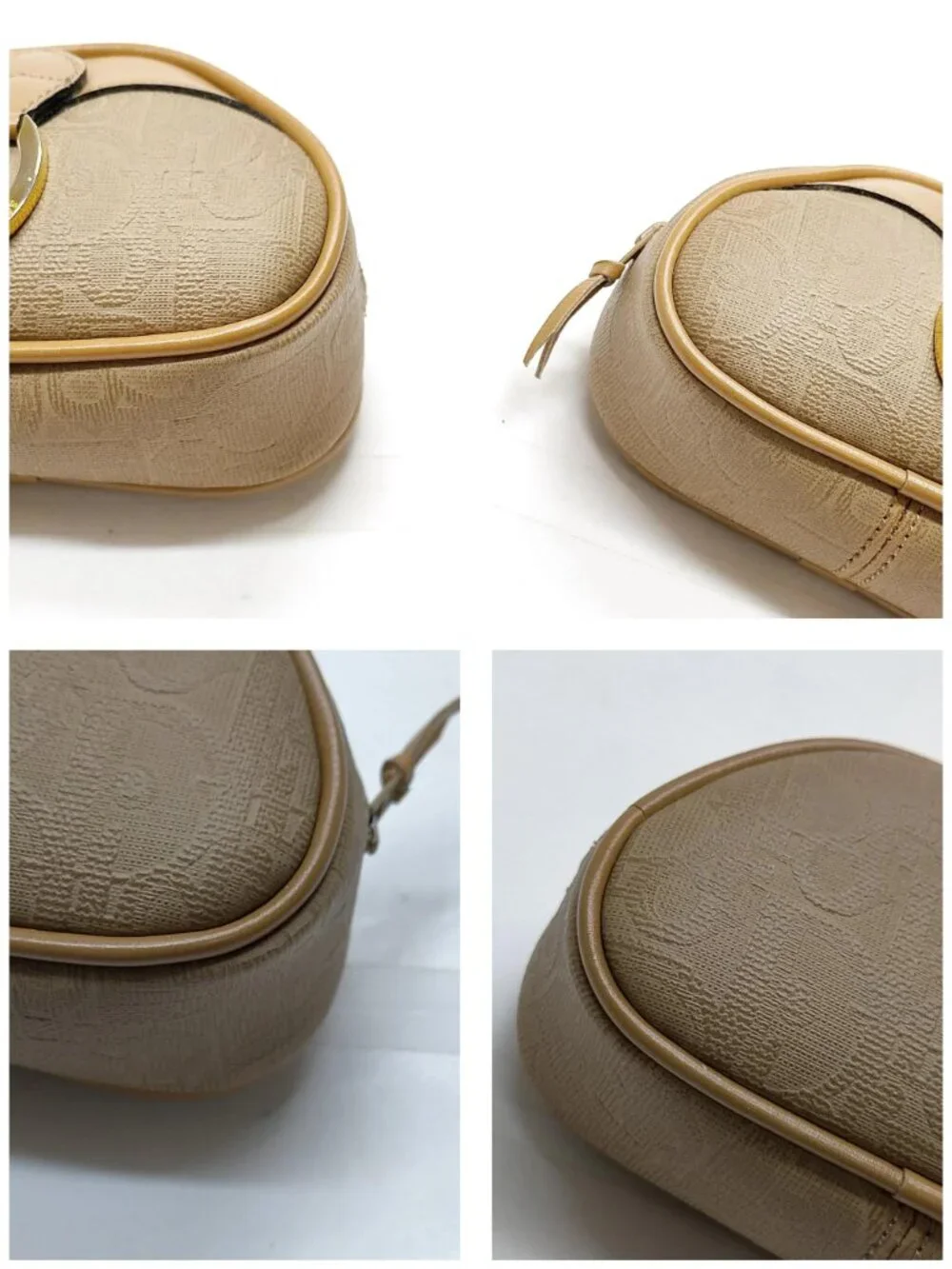 Authentic Christian Dior Trotter Canvas Cosmetic Pouch Beige Zip Makeup Case Vin